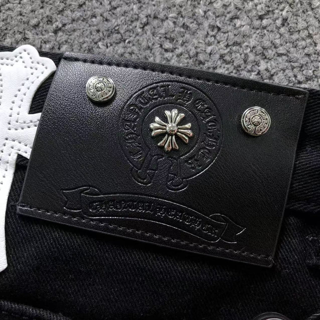 CHROME BLACK JEANS WHITE BLUE CROSS