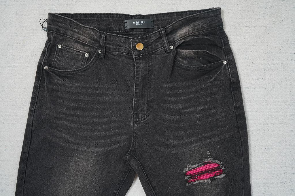 AMIRI BLACK RED PATCHS JEANS