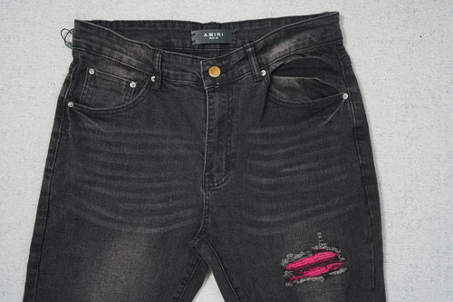 AMIRI BLACK RED PATCHS JEANS