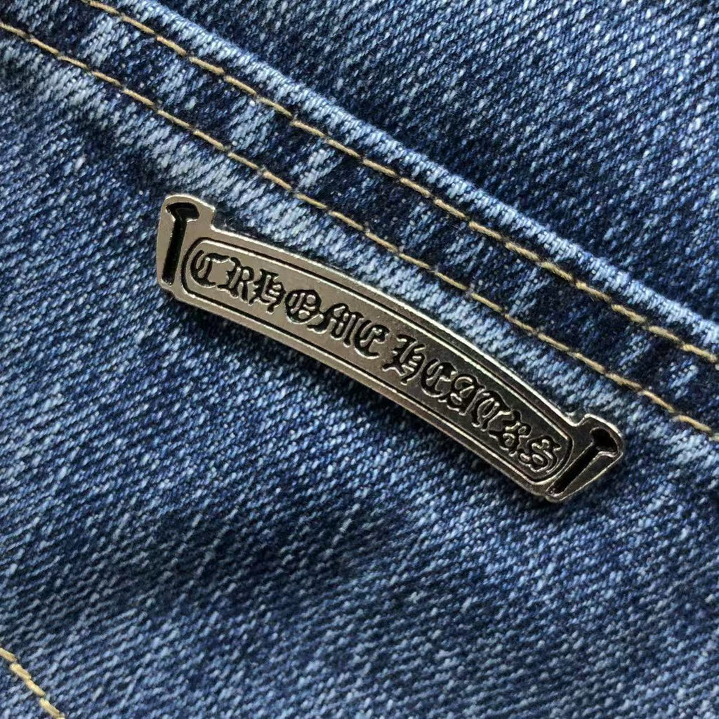CHROME DARK BLUE JEANS BLACK WHITE CROSS