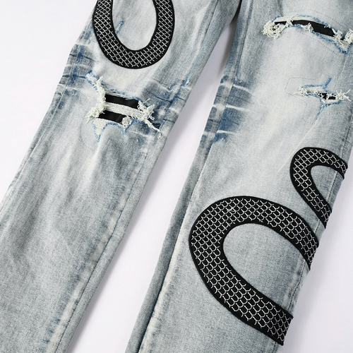 AMIRI BLACK SNAKE BLUE JEANS