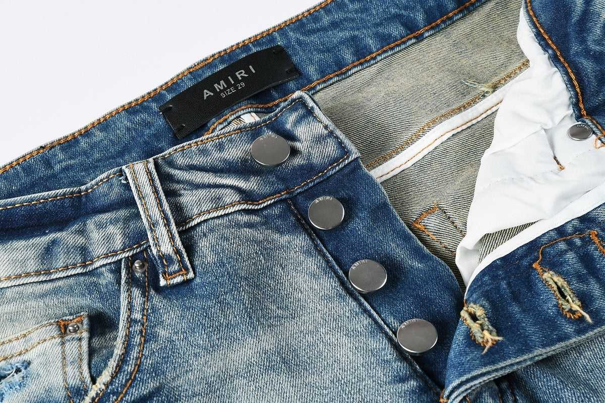 AMIRI BLACK SNAKE BLUE JEANS