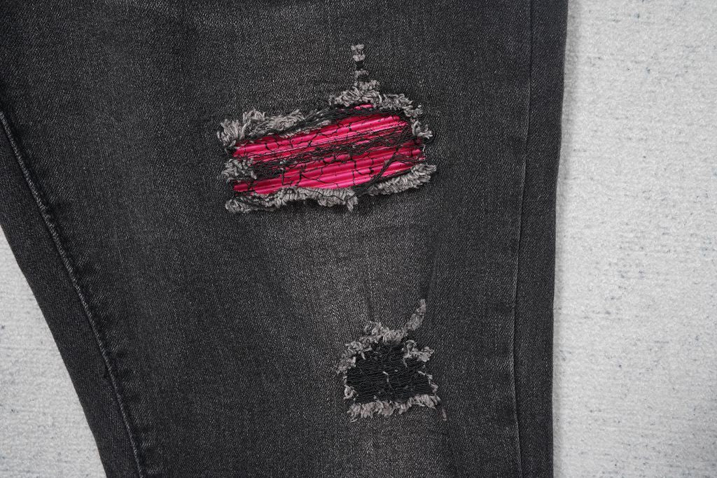 AMIRI BLACK RED PATCHS JEANS
