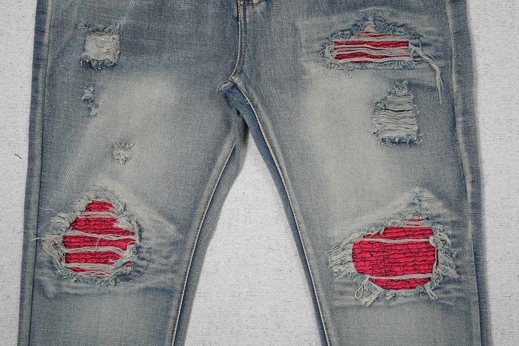 AMIRI BLUE JEANS RED PATCHS
