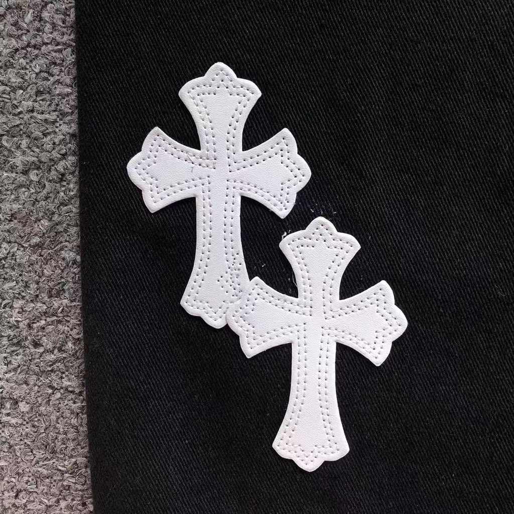 CHROME BLACK JEANS WHITE BLUE CROSS