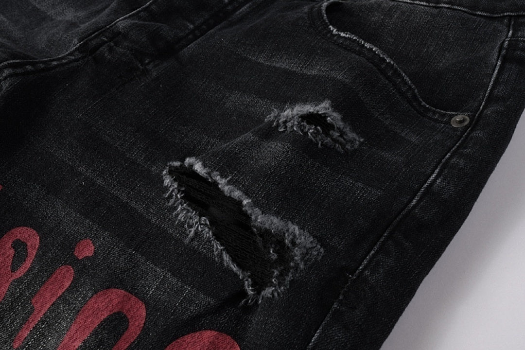 KSUBI BLACK RED WRITTING JEANS K54