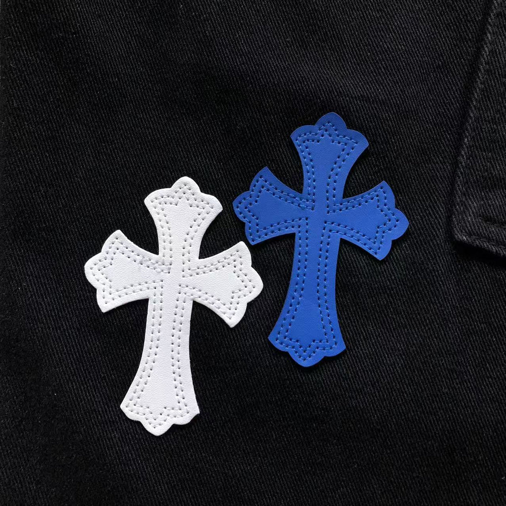 CHROME BLACK JEANS WHITE BLUE CROSS
