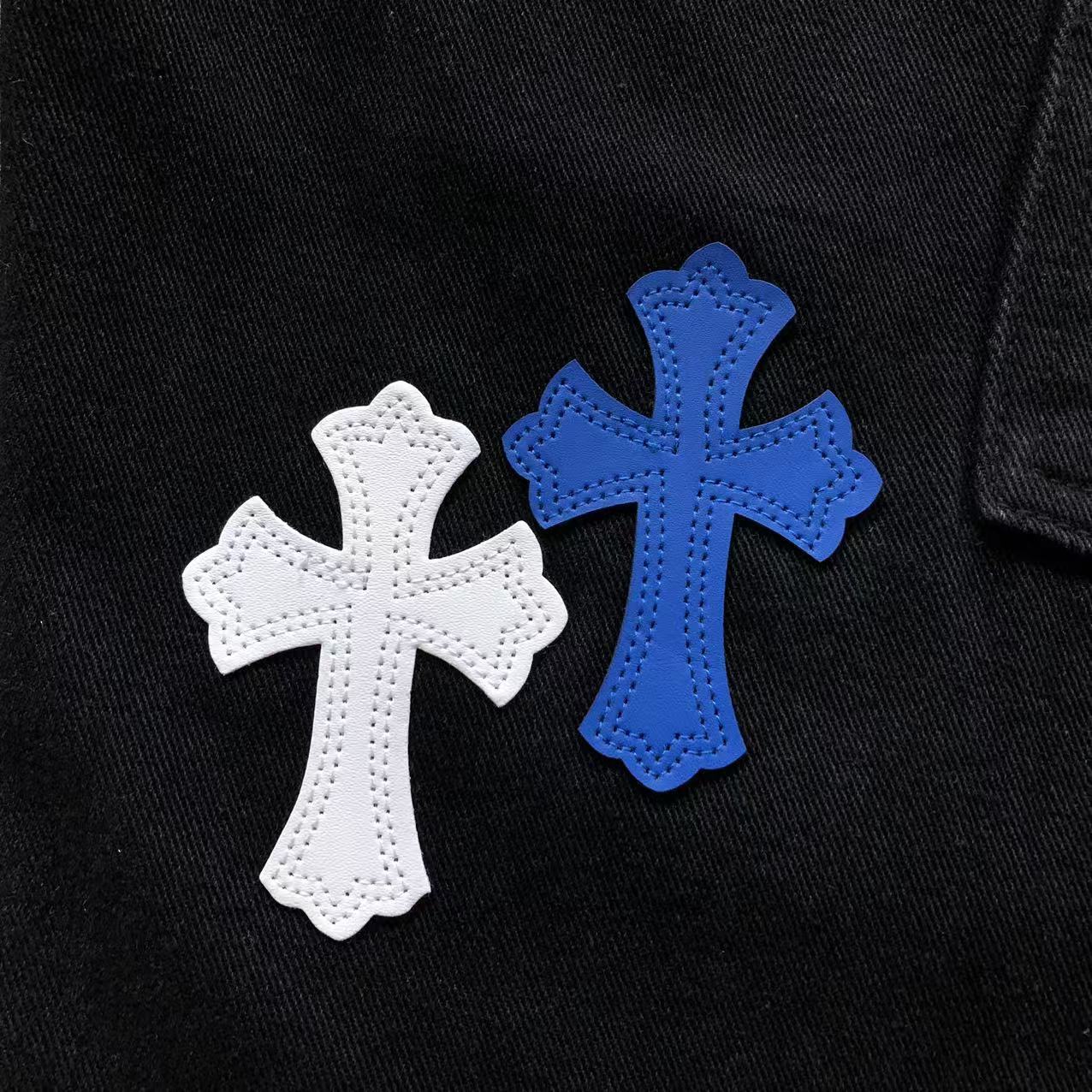 CHROME BLACK JEANS WHITE BLUE CROSS