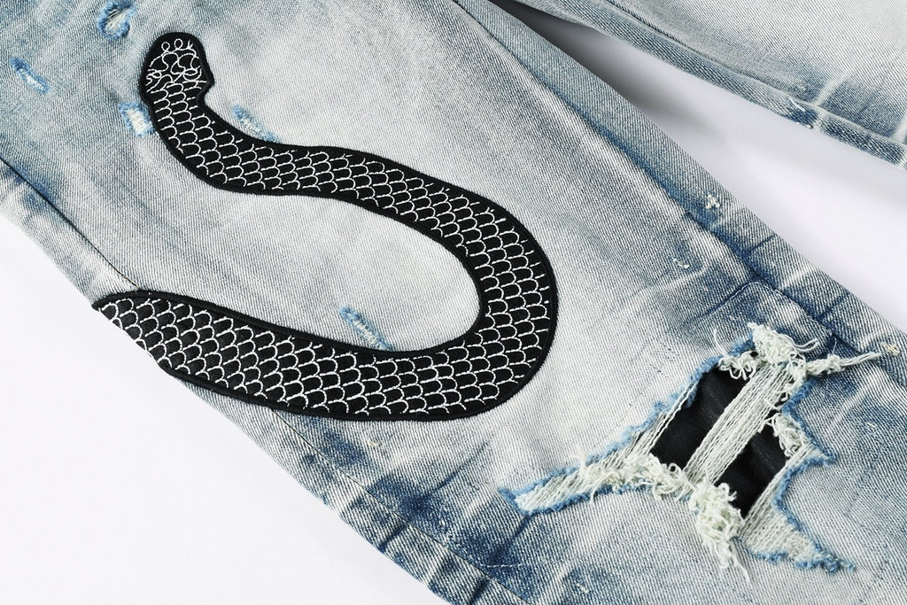 AMIRI BLACK SNAKE BLUE JEANS