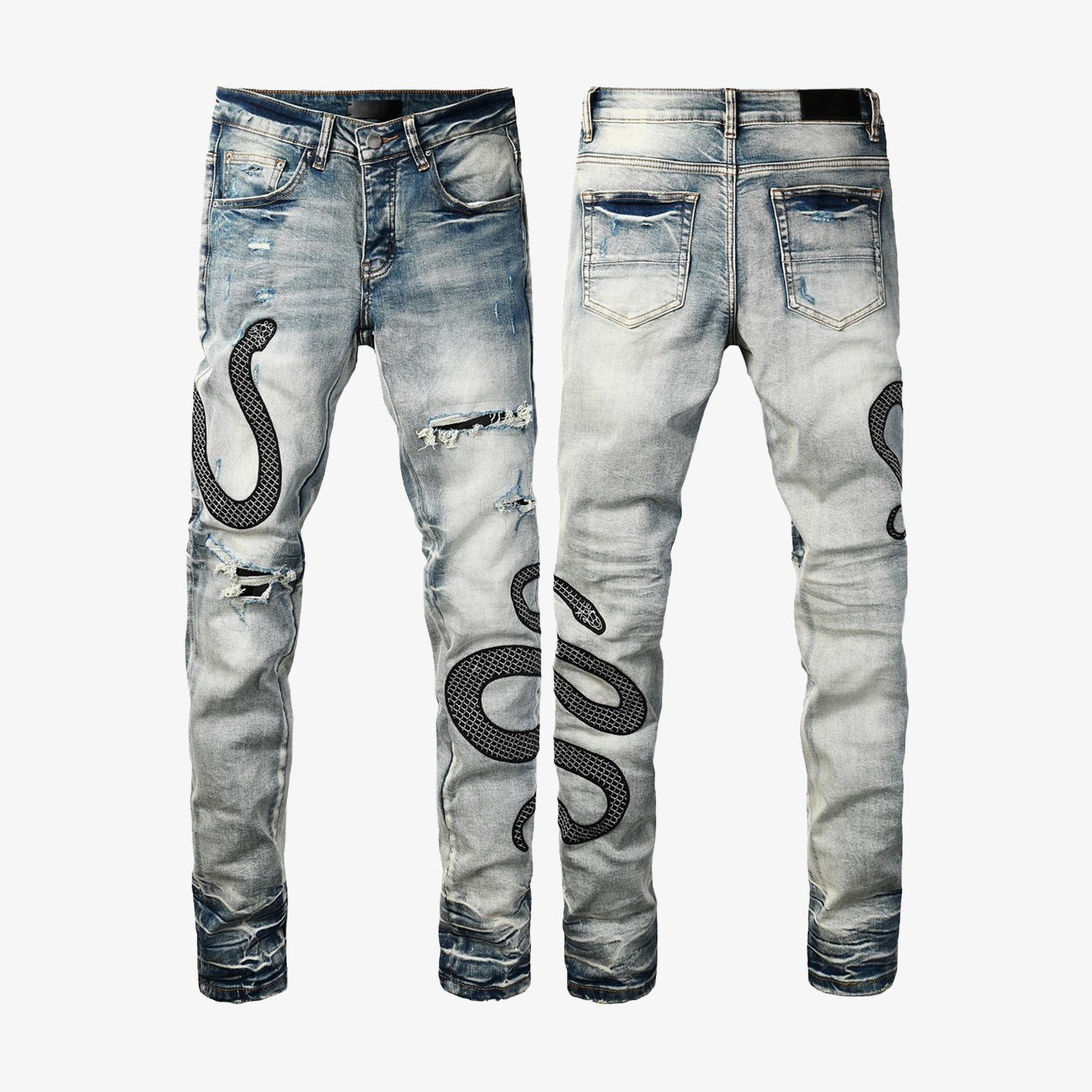 AMIRI BLACK SNAKE BLUE JEANS