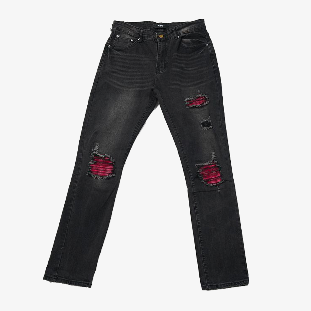 AMIRI BLACK RED PATCHS JEANS