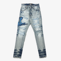 AMIRI CLEAR BLUE SNAKE RIPPED WHITE