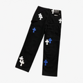 CHROME BLACK JEANS WHITE BLUE CROSS