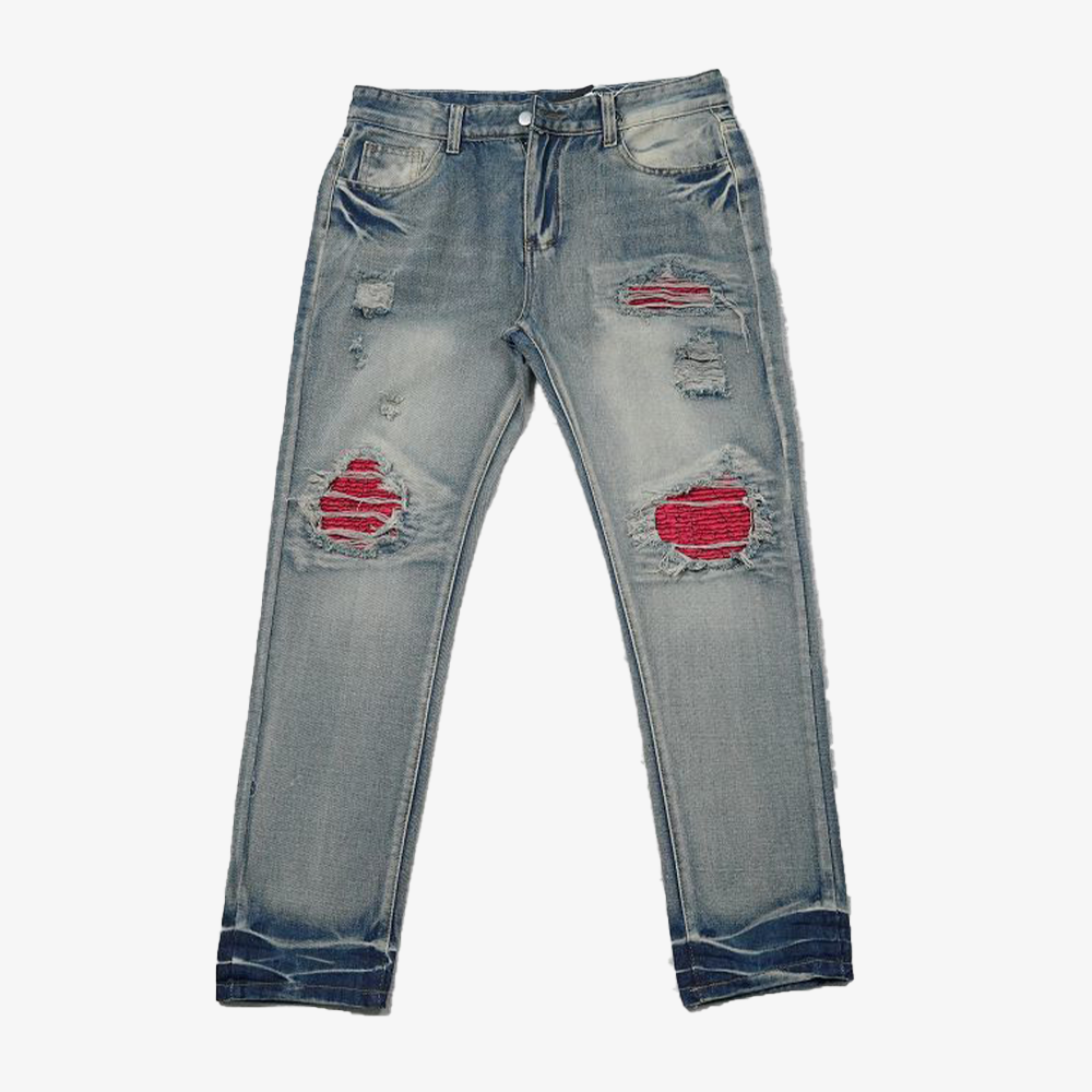 AMIRI BLUE JEANS RED PATCHS