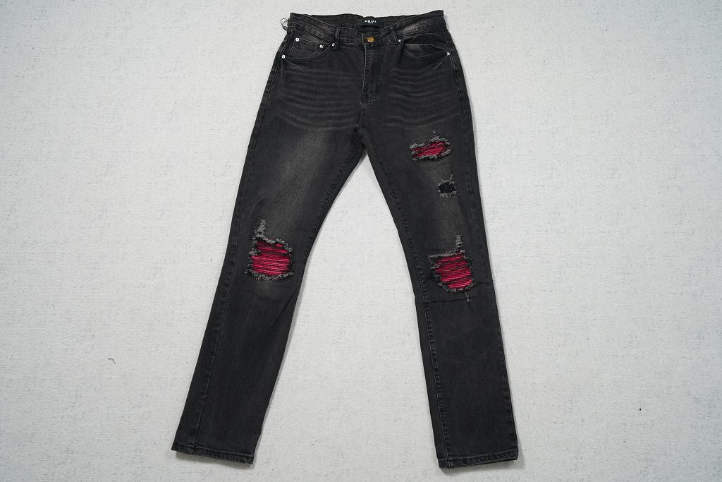 AMIRI BLACK RED PATCHS JEANS