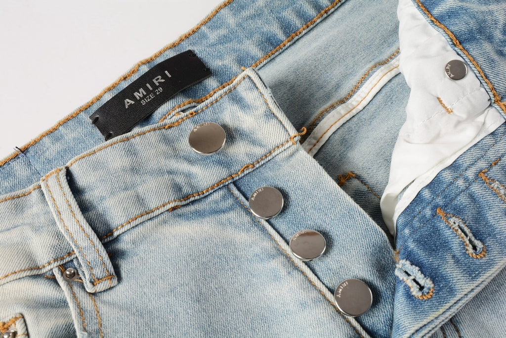 AMIRI CLEAR BLUE TURQUOISE WRITTING PATCHS