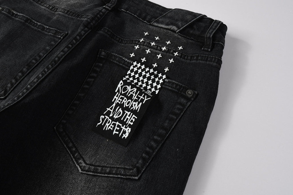 KSUBI BLACK RED WRITTING JEANS K54