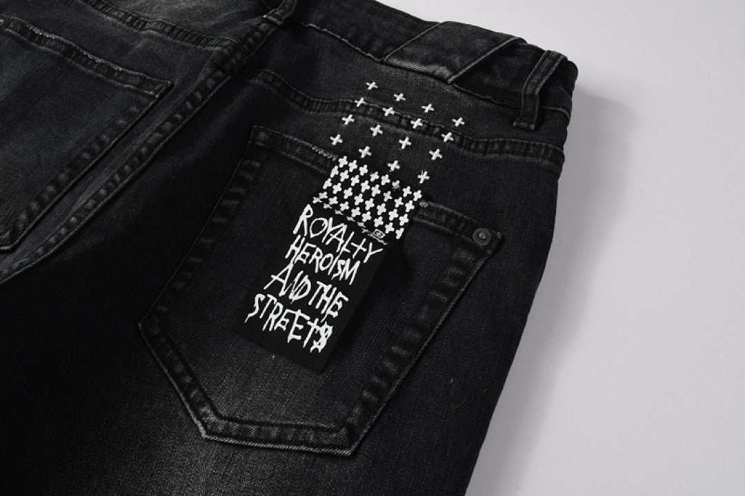 KSUBI BLACK RED WRITTING JEANS K54