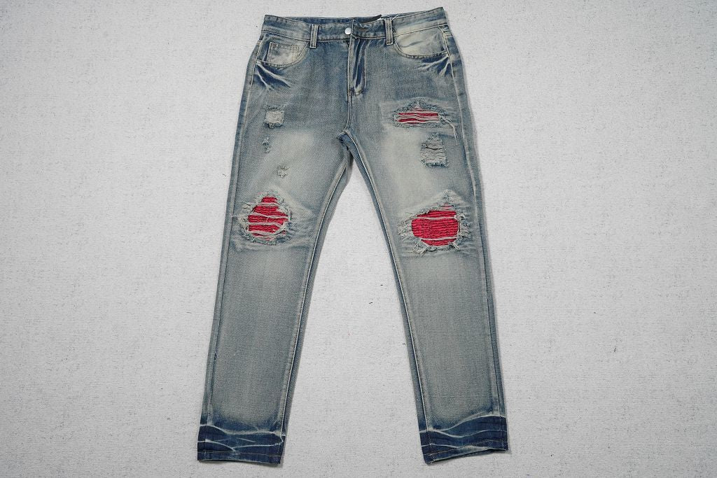 AMIRI BLUE JEANS RED PATCHS